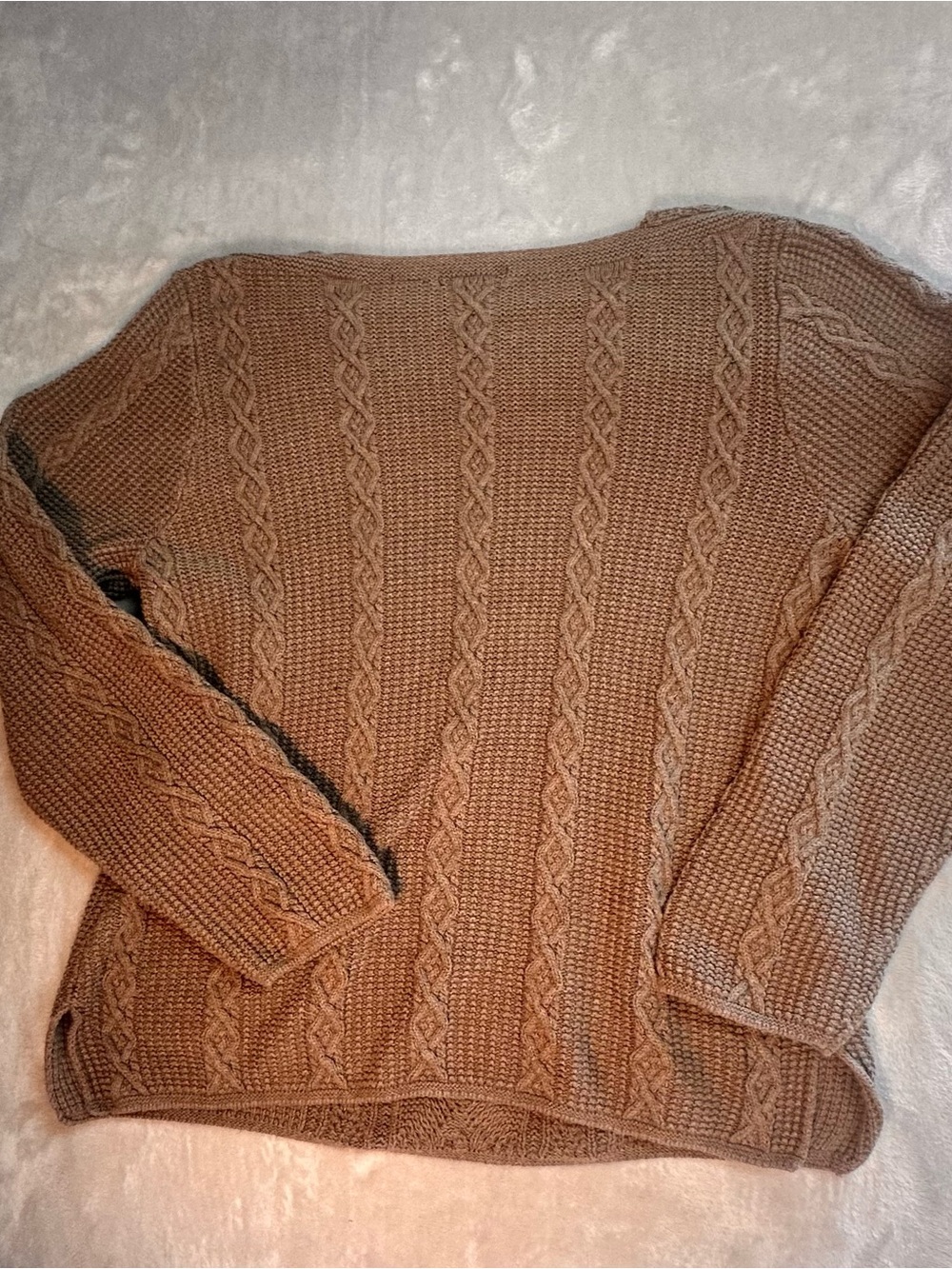 Jeanne Pierre Cable Knit Sweater XL Brown Cotton Chunky Fisherman Pullover - Picture 7 of 7